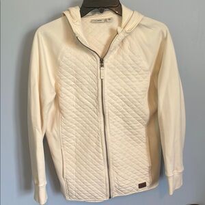 L.L. Bean Women's S Cream Quilted hooded full zip hoodie Jacket